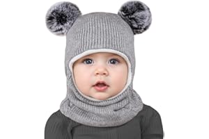 Roysmart Bonnet Cagoule Chaud d'hiver pour Bébé Enfant, Bébé Chapeau d'hiver avec Doublure en Polaire Chaud Cache Oreilles pour Filles en Bas âge et Garçons de 2 à 7 Ans