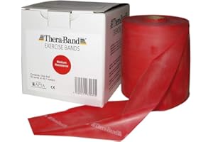 ‎THERABAND Theraband Original Fitness Latex-Widerstandsbänder – Vorratsrolle 45,5 Meter, 100% Naturlatex, Ideal für Rehabilitation, Muskelkonditionierung, Ganzkörpertraining, Rot | Mittel