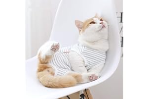 VICTORIE Chat Vêtement de Récupération Opératoire Gilet Blessures Médical Protection Anti-lécher pour Chien Chat Petit Animaux Blanc L