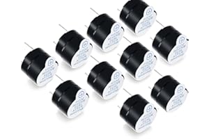 VISSQH 10 pcs electronic buzzer,DC 5V Mini Active Piezo Buzzers Alarm Sounder Speaker Beep Tone for Electronic Product(Black)