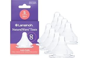Lansinoh NaturalWave Baby Bottle Teats - Slow Flow - 8 Pack - Anti-Colic Air Vent - BPA & BPS-Free - Clinically Proven to Reduce Nipple Confusion - Compatible with Lansinoh Bottles
