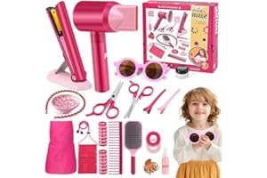 Lotvic Set Parrucchiera Bambina, 22 Pezzi Set Parrucchiera per Bambini, Set di Salone di Bellezza, Gioco Parrucchieri per Bambini, Giochi di Ruolo per Bambini per Bambini 3 4 5 6 7 8 9 Anni Ragazza