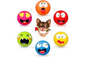 HOLYSTEED Jouet Chien Couineur, Jouet Petit Chien, Latex Jouets à Couinement pour Chiens, Balle Couineuse 6 pièces