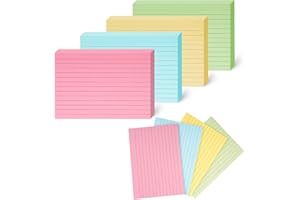 SHPUCISE 400Pcs Flash Cards Paper, A6 Revision Cards Coloured Index Card, Assorted Colours 14.8×10.5cm Record Card Ruled Flashcards Notecards for Home Office Working School Learning
