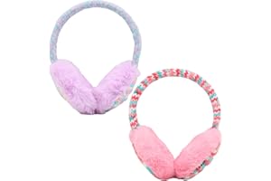 VEGCOO 2 Pcs Kids Earmuffs, Adjustable Kids Earmuff Knitted Earmuff Winter Warm Plush Ear Muffs, Soft Velvet Ear Covers Warmers Earmuffs for Girls Boys Kid Toddler and Teen 3-8 Years