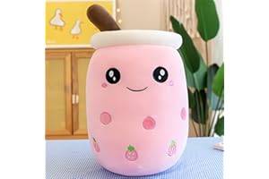 HICAS Bubble Tea Kuscheltier,Cartoon Plüschpuppen Lustiges Milchtee Softpuppe Teetasse Kissen Bubble Tea Plüschtier Kinderspielzeug Geburtstagsgeschenk 24 cm/9.4 inch,Rosa A
