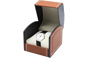 DOZNOZRI Single Watch Box Leather for Men Women Watch Travel Case with Removable Cushion Watch Storage Box for Women Men Watch Cases for Most Watches, Birthday Day Watch Box (Brown)