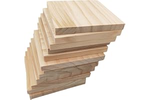 ANKTILY 12 Stück Unlackierte quadratische Holzblöcke zum Basteln, 10 x 10 x 1 cm blanko Holzquadrate aus Kiefernholz für Holzschnitzerei, DIY-Holzuntersetzer, Malen und Brennen