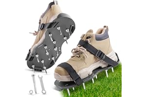 URAQT Nagelschuhe mit Klettverschluss, Vertikutierer Schuhe Kostenlose Installation Rasenlüfter Schuhe Nagelschuhe mit Schaufel Rasenbelüfter Zum Rasen belüften oder als Estrichschuhe Schwarz