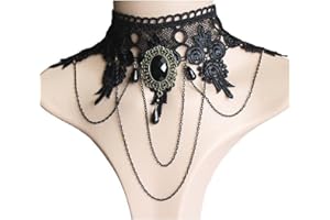 Carufin Sexy negro encaje gargantilla collares gótico borla collares gargantilla Halloween fiesta accesorios para mujeres y niñas