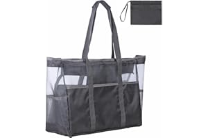 DEWUR Strandtasche XXL Familie Groß Badetasche Strandtasche mit Reißverschluss Strandtasche Faltbar Schultertasche Badetasche Familie Shopper Handtasche für Strand Urlaub Reisen Grau