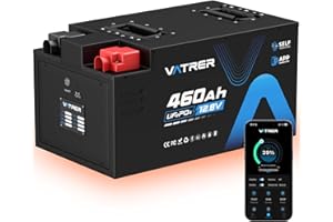 VATRER POWER 12V 460Ah Selbsterwärmung LiFePO4 Lithium Batterie mit 300A BMS mit APP Bluetooth 5000+ Tiefzyklus Lithium Akku, 5888Wh, Max. 3840W Ladeleistung, Perfekt für Wohnmobile, Off-Grid