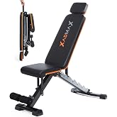 Xadmax Banco Musculaci&oacute;n Plegable, Soporta 360 Kg, Reposacabezas Ajustable | Abdominal Bench, Adjustable Weight Bench, Stable