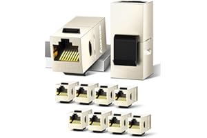 10-Pack CAT7 Feed-A través de Keystone, AMPCOM RJ45 blindado Cat.7 Directo A través del módulo Keystone acopladores Adaptador para Wall Plate STP