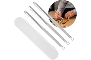 Amazleer 3pcs Outils à Gratter Professionnels pour Billets de Loterie - Set en Acier Inoxydable 304 avec Boîte Métallique, Grattage Rapide et Propre pour Tickets à Gratter, Cartes-Cadeaux (Argenté)