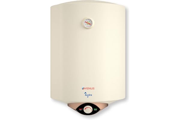 Venus Audra 15L (Ivory) Storage Water Heater 5-Star BEE Hard Water Friendly Geyser 15 ltr capacity Porcelain Enamelled Tank Free Flexible Hose 8 Bar Guarantee - 7 Years on Inner Tank