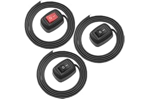 MKBKLLJY 3Pcs Red/Black Paste Type Switch Car Rocker Switch ON/Off Surface Mount DC 12V Push Button Switch led Light Strip Switch 24V 110V 230V 3A 5A 10A High Current with 23.6" Cable for Various Lamp