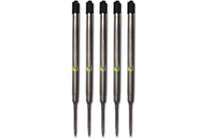KRUZROYAL Quality Refills For Parker Ballpoint Medium Black x 5 - Compatible