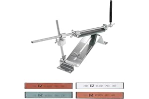 Weytoll Kit Afilador de Cuchillos Profesional con 4 Piedras de Afilar - 120#, 320#, 600#, 1500#, Afilador de Cuchillos de ángulo Fijo 90 ° para Herramientas de Cocina