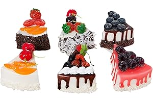 BestAlice 6 torte finte da esposizione, fette finte per torte, fette artificiali, torta di frutta, decorazione per feste