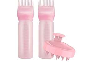 Hbaid 2 Stück Haarfärbebürste Flasche Haarfärbemittel Flasche Bürste Färben Shampoo Flasche,Wiederverwendbares Haarfärbemittel für Haarfärbemittel Färbung Kopfhautbehandlung Unerlässlich(Rosa)