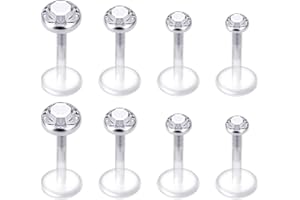 Mayhoop 8-18Stk Klare Lippenpiercing Piercing Tragus Helix Ohrringe Labret Piercing stecker Flexibles Acryl 16G mit CZ Opal Piercing Lippe für Frauen Männer 6mm/8mm/10mm