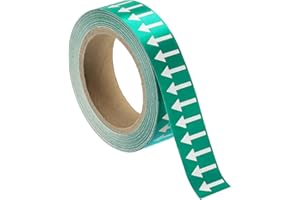 sourcing map Directional Pipe Flow Arrow Adhesive Tape Pipeline Arrow Stickers 1-1/5 Inch x 65 Ft Pipe Identification Marking Labels for Pipe Flow Markers, White on Green
