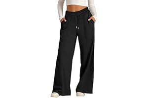 GENERIC Pantalon de jogging ample pour filles avec cordon de serrage pour enfants, taille haute, élastique, jambe droite, pantalon d'école, couleur unie, pantalon de survêtement surdimensionné, poches