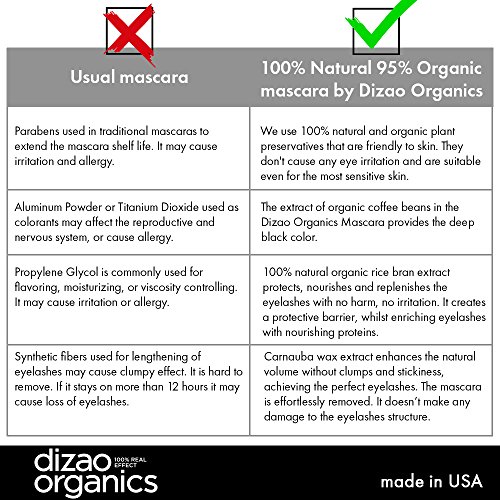 Dizao 95% Organische Feuchtigkeitsspendende Schwarze Mascara mit dem Organischen Extrakt von Reiskleie und Kaffeebohnen - 3