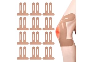 ARTGUTS 12pcs Bandes de Kinésiologie Prédécoupées pour Genoux Imperméables,Tape de Kinesiologie élastiques et Imperméablesélastiques pour douleurs au genou,Pour Le Fitness, Le Cyclisme (Beige)