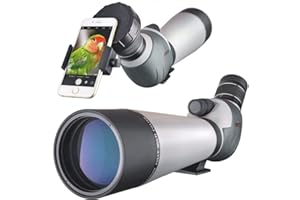LANDOVE Cannocchiale HD 20-60x80, zoom a doppia messa a fuoco impermeabile BAK4 Oculare angolato a 45 gradi completamente multistrato per caccia, tiro, birdwatching, con adattatore per smartphone