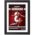 TenorArts Steven Gerrard Poster Liverpool Quotes with Signature Laminated Photo Framed Painting with Matt Black Textures (12 inches x 9inches)