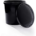 BenBow Bucket with lid 30 L Schwarz 10x 30 Litres - food-safe, sturdy, airtight, leak-proof - plastic storage container - empty