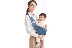 Tragetuch Baby, Mumgaroo Babytrage Neugeborene ab Geburt, On the Go Multifunktionale, für Babys von 0 bis 36 Monaten, Kleinkinder bis 15kg, Blau