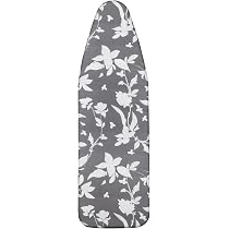 Housse Planche Repasser XXL Coton Floral Gris 148x55cm Housse Planche à Repasser LEEWEITAS Extra Large - 100% Coton - Rembourrage Épais - Motif Floral Protection Planche Repasser