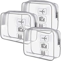 ChackPack Transparente Reisetasche Leder Edition: Handgepäck-konform Inkl. 2 Saugnapf-Flaschen - Nachhaltig & Stylisch