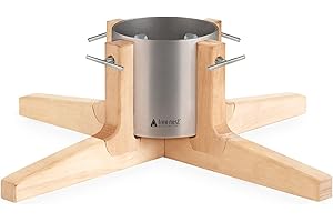 Tree Nest Christbaumständer Weihnachtsbaumständer Rustic Design Christmas aus hochwertigem Holz und Metall - Baumhöhe bis 3,0 m, Stammdurchmesser 9cm, Wasserbehälter für 1,4l Wasser, in Silver-Gray