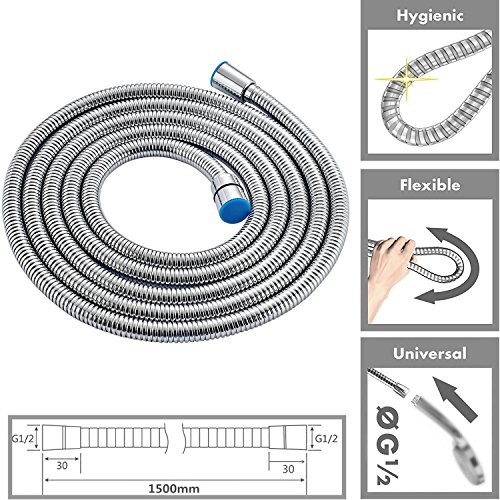 DSIKER® Handbrause Duschkopf Hochdruck-Wasser-Einsparung,leistungsstarke Dusche Spray gegen Niederdruck Wasserversorgung Pipeline,86.5 mm Größe 3 Jet Badezimmer Handdusche(Duschkopf + Schlauch) - 9