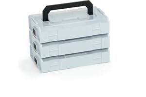 L-BOXX Sortimo Bosch L BOXX Mini pudełko do przechowywania, zestaw 3 sztuk, w kolorze jasnoszarym z przezroczystymi pokrywkami, idealne opakowanie do przechowywania