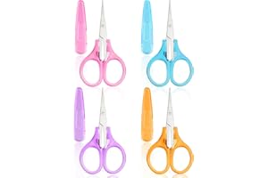 Ouligay Lot de 4 ciseaux de couture inox avec capuchon, ciseaux portables pour la couture et les travaux manuels
