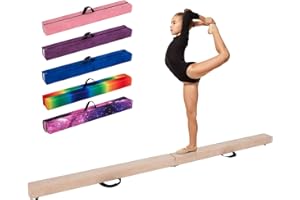GOPLUS Poutre Gymnastique Pliable 210cm, Poutre Gymnastique avec Patins Antidérapants, Surface Suède, Entraînement de Gymnastique pour Enfants et Adultes, Gain d’Espace (Rose)