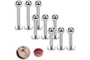 COYUN 9 Pcs Piercing Labio, Acero quirúrgico del Labio Piercing Stud de Longitud cartílago Tragus Helix Pendientes Piercings Labret Hilo Interno Piercings Joyería para Mujeres Hombres, esférico