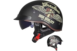 ACLFFSHOP Halbschalenhelm mit ECE, Retro Helm Jethelm, Jet-Helmhalbhelm Scooter-Helm Offenem Helm, Chopper Helm mit Sonnenblende Herausnehmbares Atmungsaktives Futter M~XXL