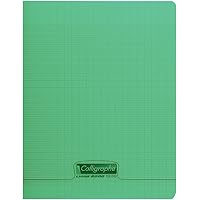 Calligraphe 18125C Un Cahier Agrafé Vert (une Marque de Clairefontaine) - 17x22 cm - 96 Pages Grands Carreaux - Papier Blanc 