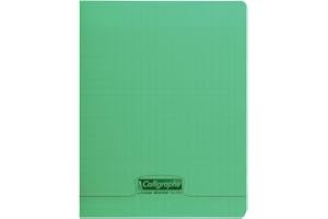 Calligraphe 18125C Un Cahier Agrafé Vert (une Marque de Clairefontaine) - 17x22 cm - 96 Pages Grands Carreaux - Papier Blanc 90 g - Couverture Polypro Transparent
