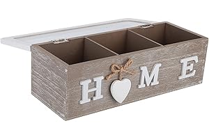 Tissting Scatola da Legno Squisita Scatola di Immagazzinaggio Scatola Legno con Coperchio Legno per Organizzare ed Esporre Legno Scatola Decor Tavolo retrò Artigianato Legno Fatto a Mano(3 Cells)