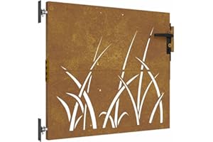 vidaXL Portail de Jardin, Portillon de Patio, Barrière de Sécurité, Porte d'Extérieure Terrasse, 85x75 cm Acier Corten Conception d'herbe