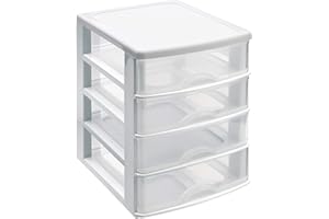 PLASTICFORTE PLASTIC FORTE, Cajonera sobremesa, Blanco, 4 Cajones