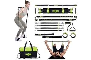 ‎INNSTAR INNSTAR Tragbares Home Gym 5.0 Set, Bankdrücken Brusttrainer Resistance Band Set, Fitnessbänder Krafttraining mit Detachable Fitness Stange,für Zuhause, Reisen, Fitnessstudio