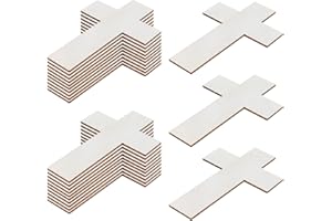 HERCHR 36 piezas de cruces de madera sin terminar, recortes de madera en blanco, adornos de regalo de madera sin terminar, piezas de madera en forma de cruz para proyectos de manualidades DIY, decoración, et